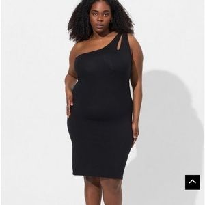 NWT Torrid 🖤 One Shoulder Cut Out Bodycon Figure Hugging Black Dress, 2X & 3X